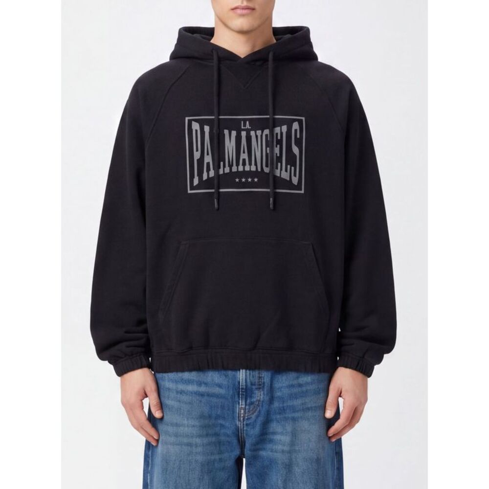 Palm Angels Men Palm Angels Relaxed Fit Logo Print Cotton Hoodie